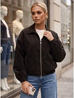 Dámska krátka prechodná bunda z manšestru, hnedá, FashionStreet TY6053