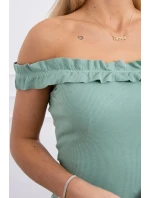 Španielske šaty s volánikmi tmavo mätové Španielske šaty s volánikmi tmavo mätové