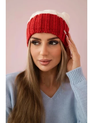 Čiapka Paris fleece K212 ecru+bordeaux