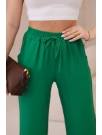 Viskózové nohavice so širokými nohavicami zelené