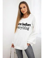 Mikina s vyšívaným nápisom ecru