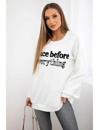 Mikina s vyšívaným nápisom ecru