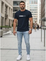 Pánske klasické streetwearové tričko s potlačou tmavomodré FashionStreet NX5122R