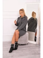 Šaty s kapucňou a bočným rázporkom graphite melange