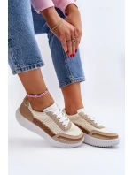 Sneakersy Damskie Na Platformie Beżowe Redala
