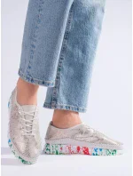 Krásne zlaté poltopánky dámske bez podpätku