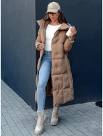 Dámsky prešívaný kabát CLOUTIQUE tmavo béžový FashionStreet TY4371