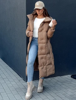 Dámsky prešívaný kabát CLOUTIQUE tmavo béžový FashionStreet TY4371