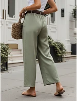 Dámske nohavice z lyocellu so širokými nohavicami, zelené, FashionStreet UY3066 Dámske nohavice z lyocellu so širokými nohavicami, zelené, FashionStreet UY3066