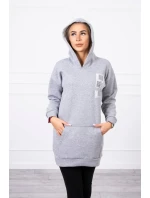 Mikina s kapucňou a nášivkami sivá Mikina s kapucňou a nášivkami sivá