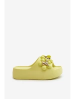Damskie Klapki Piankowe Z Ozdobami Na Grubej Podeszwie Limonkowe Bremavia