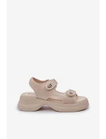 Materiałowe Lekkie Sandały Na Platformie Jasnobeżowe Deniffia