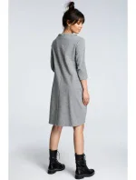 B070 Nadmerné šaty s opaskom na zaväzovanie - sivé B070 Nadmerné šaty s opaskom na zaväzovanie - sivé