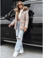 Dámska zimná bunda s kožušinou béžová FashionStreet TY5512