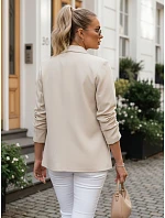 Dámske klasické sako s volánovými rukávmi béžovej farby FashionStreet PY0140 Dámske klasické sako s volánovými rukávmi béžovej farby FashionStreet PY0140