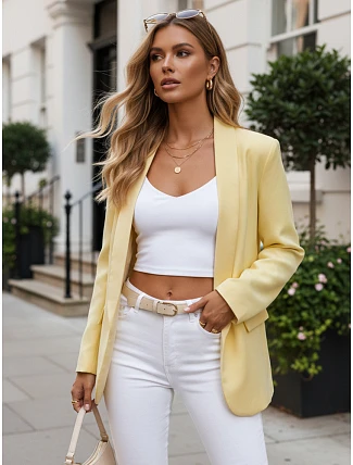 Dámska elegantná bunda žltá FashionStreet PY0142 Dámska elegantná bunda žltá FashionStreet PY0142