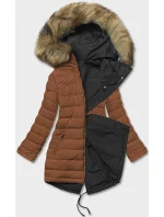DÁMSKA OBOJSTRANNÁ ZIMNÁ BUNDA BLACK-CARAMEL (2M-21508)