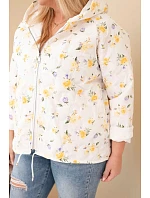 Dámske Plus veľkosť jarná bunda s malým kvetinovým vzorom žltá