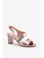 Sandały Damskie Na Słupku Sergio Leone SK866 Różowe Złoto