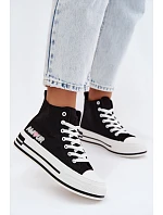 Dámské vysoké tenisky na platformě Černé Liline