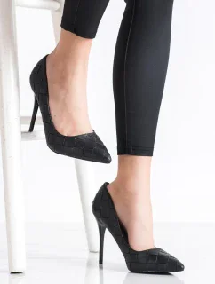 Jedinečné dámske lodičky čierne na ihličkovom podpätku