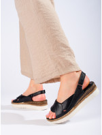Luxusné dámske sandále čierne na kline