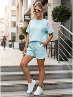 Dámsky viskózový set s motýľom a šortkami modrý FashionStreet AY1185