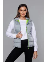 Šedo-limetková dámska vesta s látkovou kapucňou (DW-21604) Šedo-limetková dámska vesta s látkovou kapucňou (DW-21604)