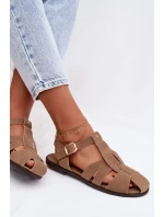 Dámské římské sandály Ploché Khaki Belanessa
