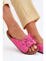 Klapki Damskie Na Korkowej Podeszwie Kokardką Fuksja Seressa
