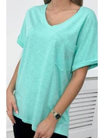 Bavlnená blúzka s vreckom mint