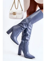 Klasyczne Kozaki Na Słupku Niebieskie Mayra