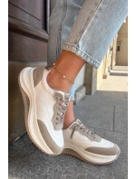 Zamszowe Sneakersy Damskie Na Platformie Big Star RR274A344 HI-POLY SYSTEM Beżowe
