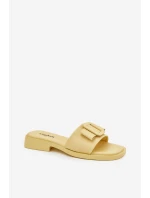 Dámské nazouváky s nízkým podpatkem s přezkou Žluté Melivra