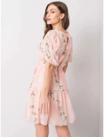 Dámske kvetinové šaty LK SK 508129.06X Púdrovo ružová - Lakerta