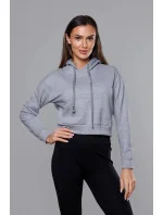 Svetlosivá krátka tepláková mikina s kapucňou (8B939-2)