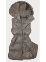 Dámska tmavobéžová jednoduchá vesta s páperím (5M3186-84) Dámska tmavobéžová jednoduchá vesta s páperím (5M3186-84)