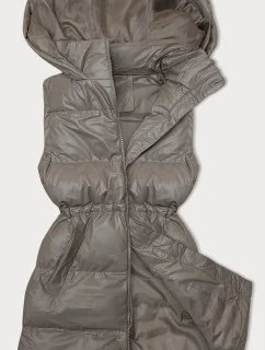 Dámska vesta rovného strihu tmavo béžová (5M3186-84)