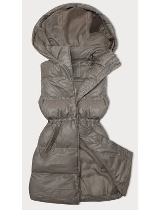 Dámska tmavobéžová jednoduchá vesta s páperím (5M3186-84) Dámska tmavobéžová jednoduchá vesta s páperím (5M3186-84)