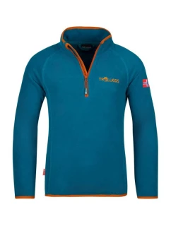 Unisex fleecová mikina Trollkids Kids Nordland Half Zip deep lagoon/cinnamon lightweight and breathable blue (707-178)