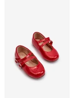 Lakierowane Balerinki Dziecięce Z Paseczkami Czerwone Margenis