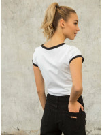 Bielo-čierne bavlnené tričko pre ženy PRO FITNESS