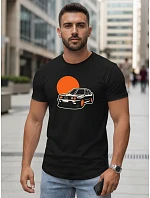 Pánske bavlnené tričko s potlačou auta čierne FashionStreet NX5091R