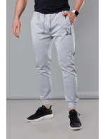 Svetlosivé pánske teplákové nohavice s potlačou (8K178-2) Svetlosivé pánske teplákové nohavice s potlačou (8K178-2)
