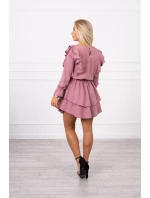 Šaty so zvislými volánmi tmavo ružové