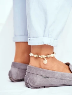 Mokasyny Damskie Szare Zamszowe Morreno