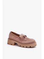Robustné dámske béžové semišové mokasíny Neloria
