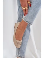 Baleriny Na Płaskiej Podeszwie Z Ozdobą Beżowe Ainoria