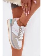 Zamszowe Sneakersy Damskie Big Star RR274A047 HI-POLY SYSTEM Beżowo-Białe