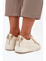 Damskie Sneakersy Z Eko Skóry Big Star SS274027 Beżowo-Złote